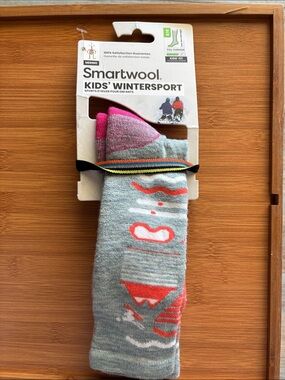 Smartwool Kids Wintersport Grey and Pink Merino Wool Socks